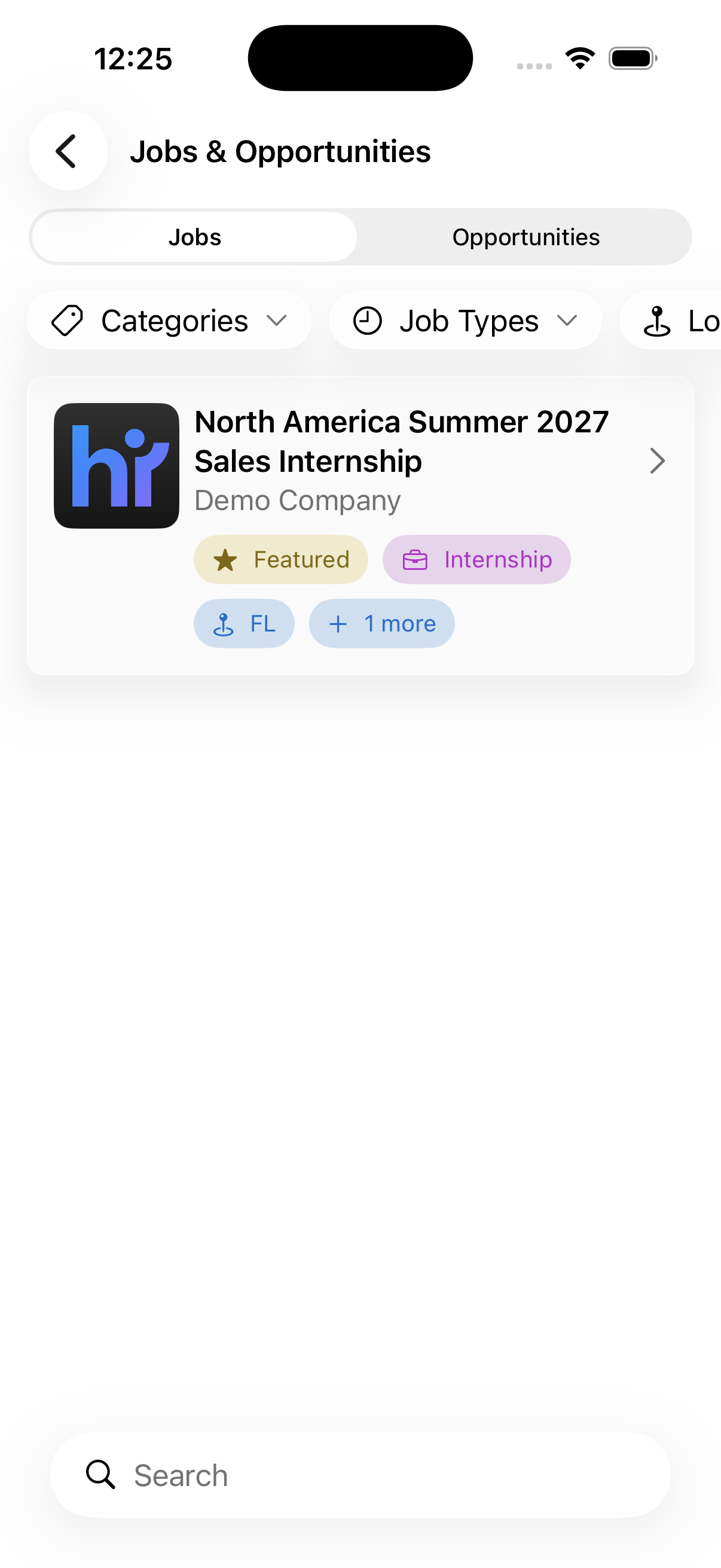 The Jobs tab listing jobs shared with the club