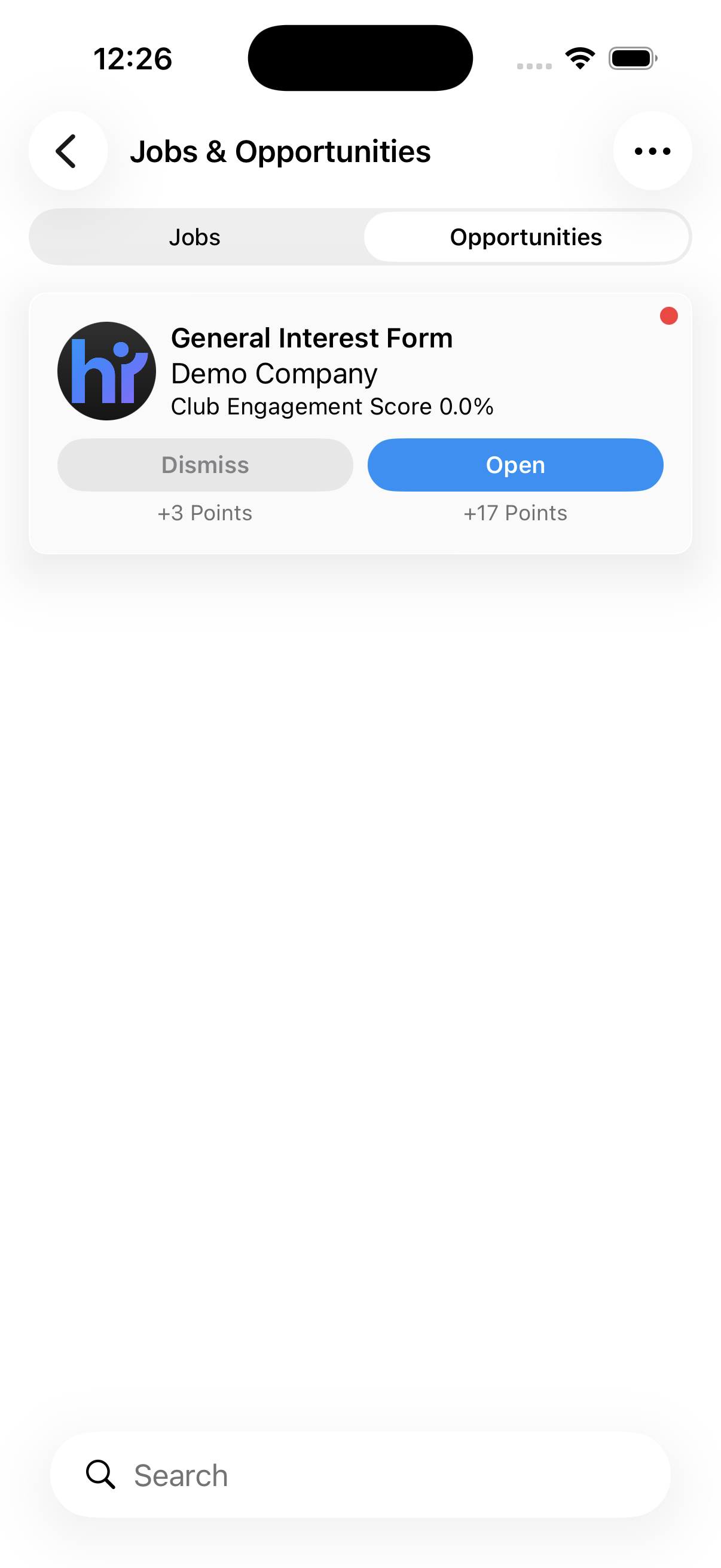 The forms tab showing company forms shared with the club