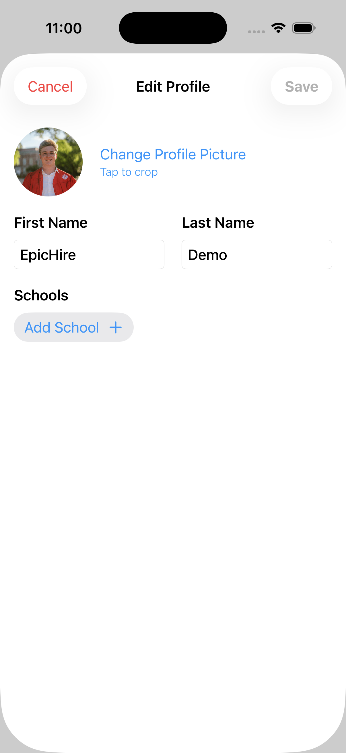 Choosing a profile photo on the edit profile screen